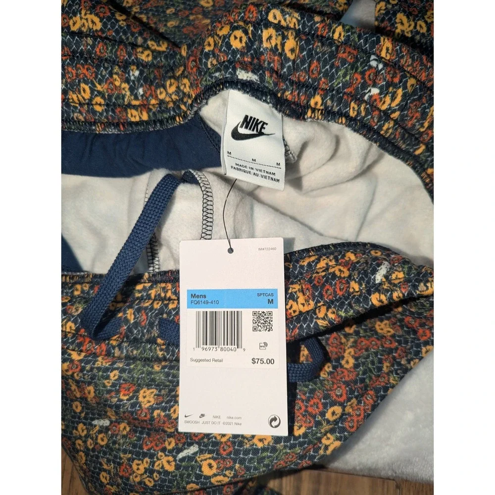 Nike Mens Floral Snakeskin‎ Print Fleece Joggers Midnight Navy FQ6149-410 Medium